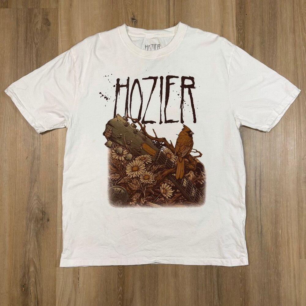Hozier Unreal Unearth Leeds Uk European Tour White Shirt Sz L Indie Boho Rock